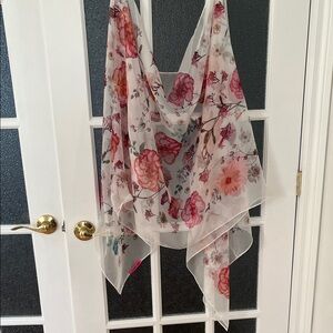 Betsey Johnson Floral Sheer Scarf - Pink and Red